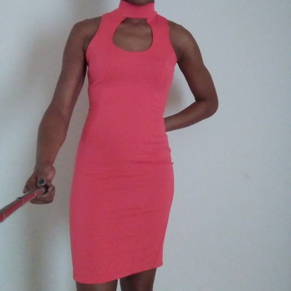 Snap Dresses & Skirts - Pink cut out turtleneck bodycon dress